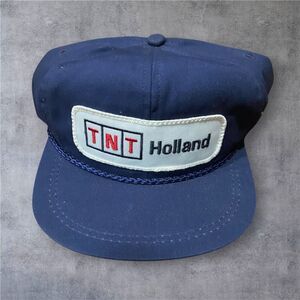 K Brand Vintage 80s TNT Holland Navy Blue Trucker Strapback Hat Cap Mens OS